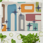 Retro Mitte Jahrhundert Modernes Abstraktes Muster Geschirrtuch (Gefaltet)