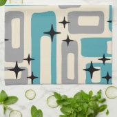 Retro Mitte Jahrhundert Modernes Abstraktes Muster Geschirrtuch (Gefaltet)