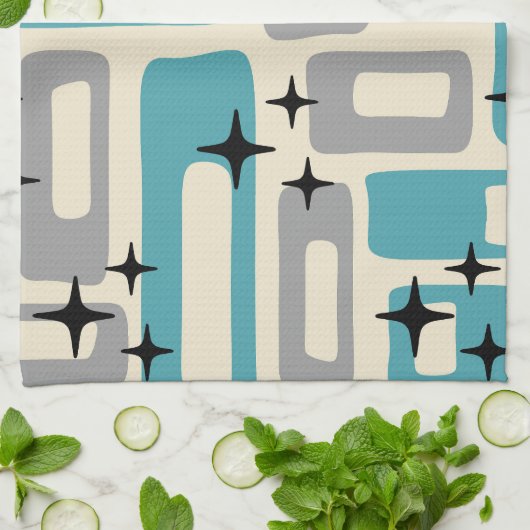 Retro Mitte Jahrhundert Modernes Abstraktes Muster Geschirrtuch (Gefaltet)