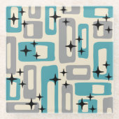 Retro Mitte Jahrhundert Modernes Abstraktes Muster Glasuntersetzer (Vorderseite)