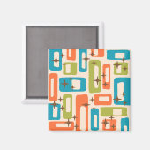 Retro Mitte Jahrhundert Modernes Abstraktes Muster Magnet (Vorderseite/Rückseite)