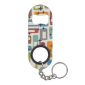 Retro Mitte Jahrhundert Modernes Abstraktes Muster Mini Flaschenöffner (Rückseite)