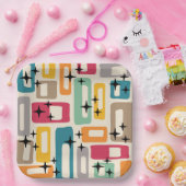 Retro Mitte Jahrhundert Modernes Abstraktes Muster Pappteller (Party)