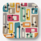 Retro Mitte Jahrhundert Modernes Abstraktes Muster Pappteller (Vorderseite)