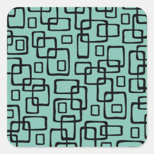 Retro Mitte Jahrhundert Modernes Abstraktes Muster Quadratischer Aufkleber
