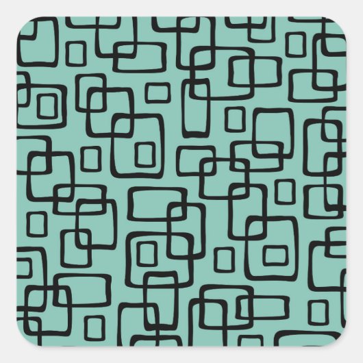 Retro Mitte Jahrhundert Modernes Abstraktes Muster Quadratischer Aufkleber (Vorderseite)
