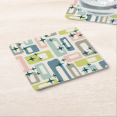 Retro Mitte Jahrhundert Modernes Abstraktes Muster Rechteckiger Pappuntersetzer (angewinkelt)