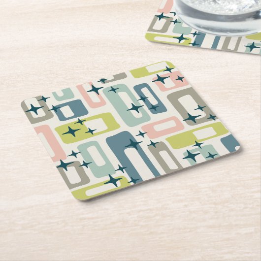 Retro Mitte Jahrhundert Modernes Abstraktes Muster Rechteckiger Pappuntersetzer (angewinkelt)