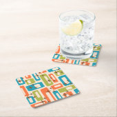 Retro Mitte Jahrhundert Modernes Abstraktes Muster Rechteckiger Pappuntersetzer (Vor Ort)