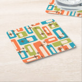 Retro Mitte Jahrhundert Modernes Abstraktes Muster Rechteckiger Pappuntersetzer (angewinkelt)