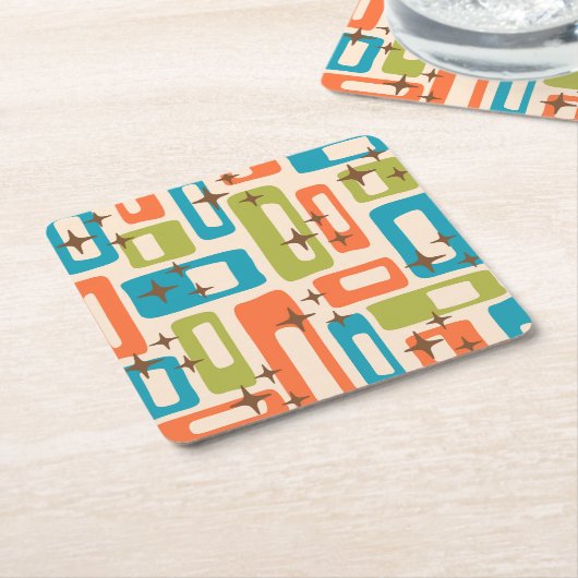 Retro Mitte Jahrhundert Modernes Abstraktes Muster Rechteckiger Pappuntersetzer (angewinkelt)