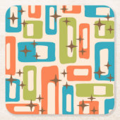 Retro Mitte Jahrhundert Modernes Abstraktes Muster Rechteckiger Pappuntersetzer (Vorderseite)