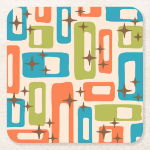 Retro Mitte Jahrhundert Modernes Abstraktes Muster Rechteckiger Pappuntersetzer