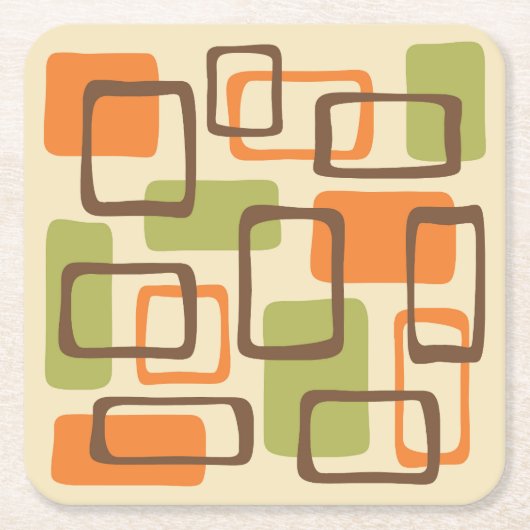Retro Mitte Jahrhundert Modernes Abstraktes Muster Rechteckiger Pappuntersetzer (Vorderseite)