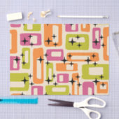 Retro Mitte Jahrhundert Modernes Abstraktes Muster Seidenpapier (Handwerk)