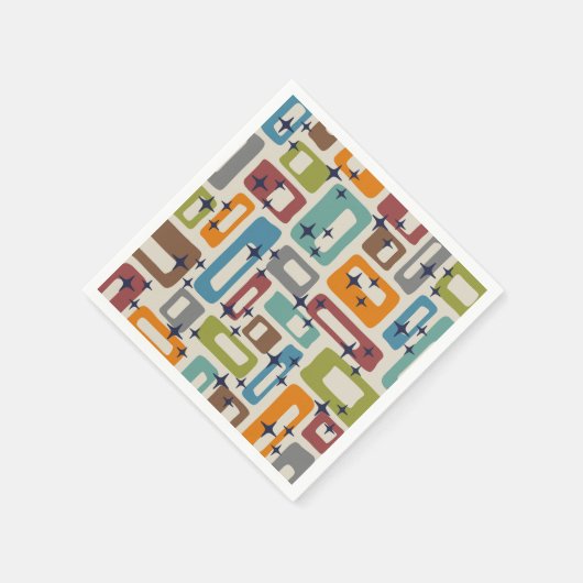 Retro Mitte Jahrhundert Modernes Abstraktes Muster Serviette (Ecke)