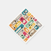 Retro Mitte Jahrhundert Modernes Abstraktes Muster Serviette (Ecke)