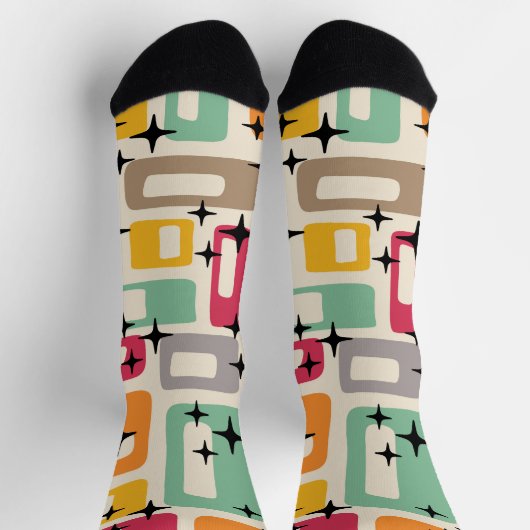 Retro Mitte Jahrhundert Modernes Abstraktes Muster Socken (Oben)