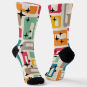 Retro Mitte Jahrhundert Modernes Abstraktes Muster Socken (Gewinkelt)