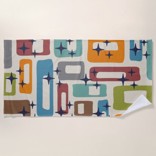 Retro Mitte Jahrhundert Modernes Abstraktes Muster Strandtuch (Vorderseite)