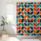 Retro Mitte Jahrhundert Modernes Aquamarines Orang Duschvorhang