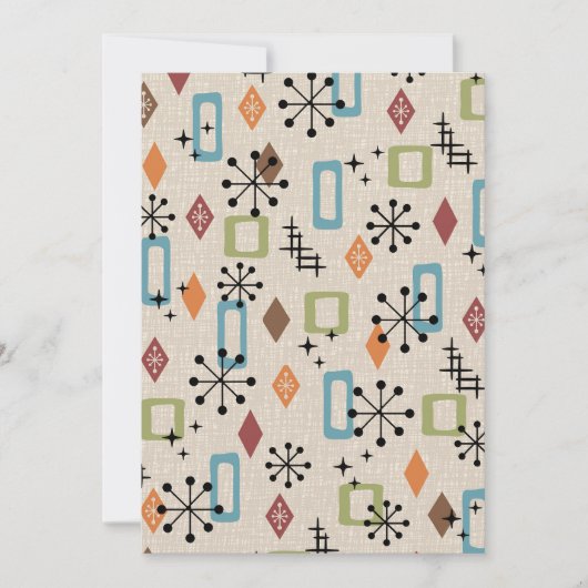 Retro Mitte Jahrhundert Modernes Atomisches Abstra Einladung (Vorderseite)