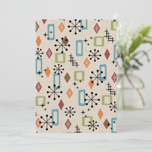 Retro Mitte Jahrhundert Modernes Atomisches Abstra Einladung (Stehend Vorderseite)