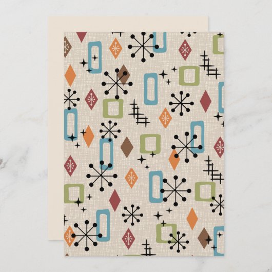 Retro Mitte Jahrhundert Modernes Atomisches Abstra Einladung (Vorne/Hinten)