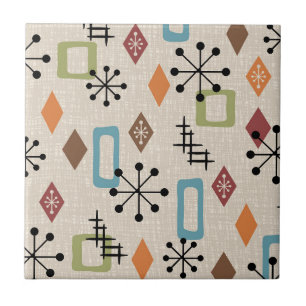 Retro Mitte Jahrhundert Modernes Atomisches Abstra Fliese