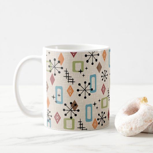 Retro Mitte Jahrhundert Modernes Atomisches Abstra Kaffeetasse (Mit Donut)