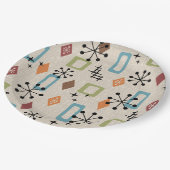 Retro Mitte Jahrhundert Modernes Atomisches Abstra Pappteller (Schrägansicht)