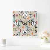 Retro Mitte Jahrhundert Modernes Atomisches Abstra Quadratische Wanduhr (Zuhause)