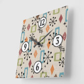 Retro Mitte Jahrhundert Modernes Atomisches Abstra Quadratische Wanduhr (Winkel)