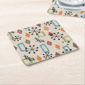 Retro Mitte Jahrhundert Modernes Atomisches Abstra Rechteckiger Pappuntersetzer (angewinkelt)