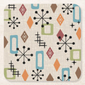 Retro Mitte Jahrhundert Modernes Atomisches Abstra Rechteckiger Pappuntersetzer (Vorderseite)