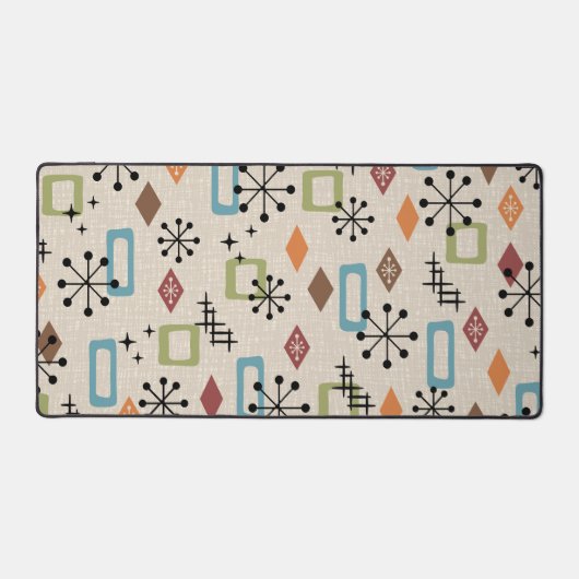 Retro Mitte Jahrhundert Modernes Atomisches Abstra Schreibtischunterlage (Vorderseite)