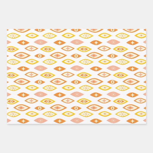 Retro Mitte Jahrhundert Modernes Atommuster Geschenkpapier Set (Vorderseite 3)