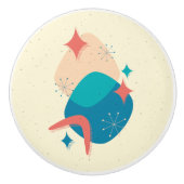 Retro Mitte Jahrhundert Modernes Atomzeitalter Abs Keramikknauf (Vorderseite)