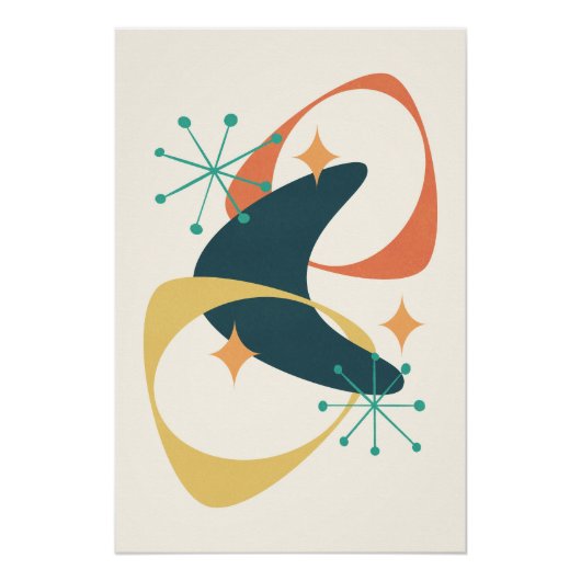 Retro Mitte Jahrhundert Modernes Atomzeitalter Abs Poster (Vorderseite)