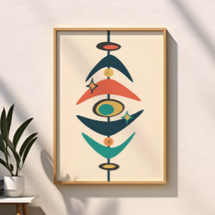 Retro Mitte Jahrhundert Modernes Atomzeitalter Abs Poster