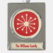 Retro Mitte Jahrhundert Modernes Atomzeitalter Min Banner-Ornament Silber (Vorderseite)