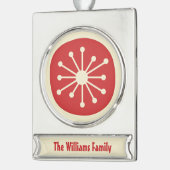 Retro Mitte Jahrhundert Modernes Atomzeitalter Min Banner-Ornament Silber (Links)