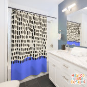 Retro Mitte Jahrhundert Modernes Blaues Schwarzes  Duschvorhang