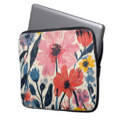 Retro Mitte Jahrhundert Modernes Blumendesign Laptopschutzhülle (Vorderseite Links)
