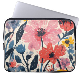 Retro Mitte Jahrhundert Modernes Blumendesign Laptopschutzhülle
