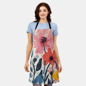 Retro Mitte Jahrhundert Modernes Blumendesign Schürze (Getragen)