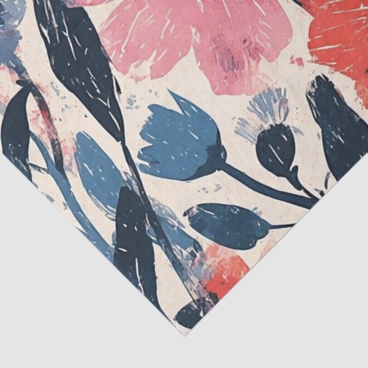 Retro Mitte Jahrhundert Modernes Blumendesign Seidenpapier (Ausschnitt)