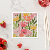 Retro Mitte Jahrhundert Modernes Blumendesign Serviette (Beispiel)