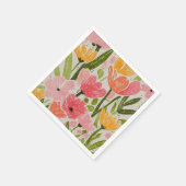 Retro Mitte Jahrhundert Modernes Blumendesign Serviette (Ecke)