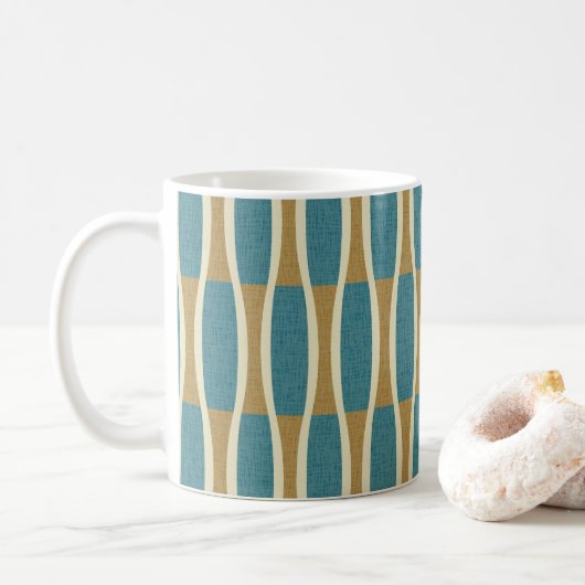 Retro Mitte Jahrhundert Modernes Button Streifen M Kaffeetasse (Mit Donut)